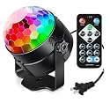 Sound Activated RGB Disco Ball Party Light with Remote | 16-Color LED Strobe DJ Light for Home, Birthday, Christmas, Karaoke, and Club Decorations (Pack-1), abs, Corded Electric, Black