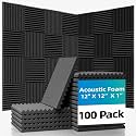 100 Pack Acoustic Foam Wall Panels, 12 x 12 x 1 in