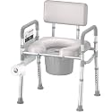 soundfuse Bedside Commode Toilet, Padded Seat and Backrest, Aluminum Frame