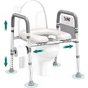 soundfuse Toilet Seat Risers for Seniors with Handles & Cozy Padded Seat
