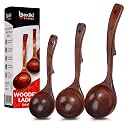 Soup Ladle - Luxury Teak Wood Ladle Set of 3 – Chef-Grade, Eco-Friendly Wooden Cooking Utensils with Reinforced Neck Joint & Anti-Slip Notch Handle – Multi-Size, Gift-Ready Ladle Spoons Set