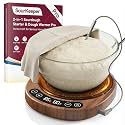 SourKeeper, Larger 2-in-1 Sourdough Starter Warmer Pro - 2026 Upgrade Larger Heating Plate, Dough Temp Probe, 1°F Control (70–110°F), 24H Timer, Real-Time Monitoring Walnut,6.5inch