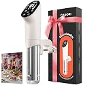 Carori Sous Vide Machine 1100W, Sous Vide Precision Cooker, Ultra Quiet Immersion Circulator with Recipes, Accurate Temperature and Time Control with Adjustable Clamp, Brushless Motor, White