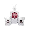 South Carolina Gamecocks Decanter Set, Officially Licensed, Includes 25 oz Decanter and Two 10 oz Rocks Glasses