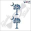 SOUTH CAROLINA PALMETTO MOON (DETAILED STYLE) 3" decal sticker 2 PACK BLUE