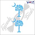 South Carolina Palmetto Moon (Detailed Style) 3" Decal Sticker 2 Pack Olympic Blue