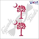 SOUTH CAROLINA PALMETTO MOON (DETAILED STYLE) 3" decal sticker 2 PACK RED