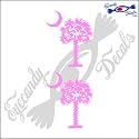 South Carolina Palmetto Moon (Detailed Style) 3" Decal Sticker 2 Pack Light Pink