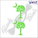 South Carolina Palmetto Moon (Detailed Style) 3" Decal Sticker 2 Pack Lime Green