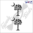South Carolina Palmetto Moon (Detailed Style) 3" Decal Sticker 2 Pack Black