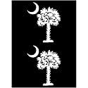 South Carolina Palmetto Moon (Detailed Style) 3" Decal Sticker 2 Pack White