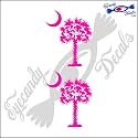South Carolina Palmetto Moon (Detailed Style) 3" Decal Sticker 2 Pack HOT Pink