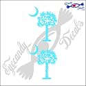 South Carolina Palmetto Moon (Detailed Style) 3" Decal Sticker 2 Pack Light Blue