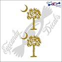 SOUTH CAROLINA PALMETTO MOON (DETAILED STYLE) 3" decal sticker 2 PACK GOLD