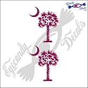 South Carolina Palmetto Moon (Detailed Style) 3" Decal Sticker 2 Pack Dark RED