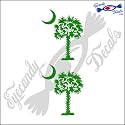 South Carolina Palmetto Moon (Detailed Style) 3" Decal Sticker 2 Pack Green