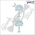 South Carolina Palmetto Moon (Detailed Style) 3" Decal Sticker 2 Pack Silver