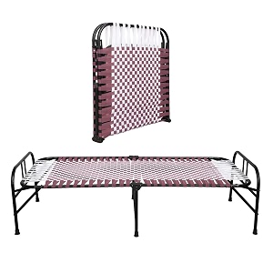 south whales single folding bed cot - 3x6 feet portable bed for adults lightweight amp durable synthetic niwar with 1 year warranty brown
