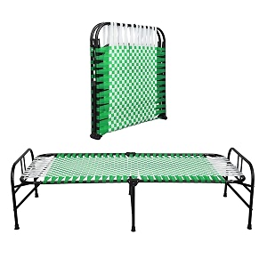 south whales single folding bed cot - 3x6 feet portable bed for adults lightweight amp durable synthetic niwar with 1 year warranty green