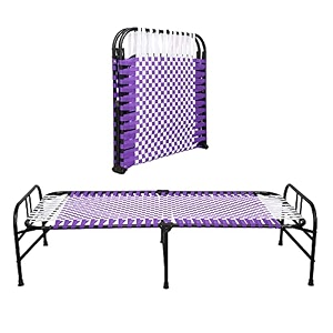 south whales single folding bed cot - 3x6 feet portable bed for adults lightweight amp durable synthetic niwar with 1 year warranty purple