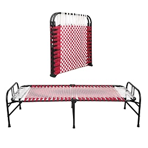 south whales single folding bed cot - 3x6 feet portable bed for adults lightweight amp durable synthetic niwar with 1 year warranty red