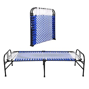 south whales single folding bed cot - 3x6 feet portable bed for adults lightweight amp durable synthetic niwar with 1 year warranty blue