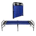 South Whales Single Folding Bed Cot - 3X6 Feet Portable Bed for Adults, Lightweight &amp; Durable Synthetic Niwar with 1 Year Warranty (Blueblack)