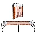 South Whales Single Folding Bed Cot - 3X6 Feet Portable Bed for Adults, Lightweight &amp; Durable Synthetic Niwar with 1 Year Warranty (Orange)