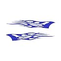 Southern Decalz Pair of Tribal Flames - Vinyl Decal Sticker - 12" x 5" - Medium Blue