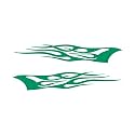 Southern Decalz Pair of Tribal Flames - Vinyl Decal Sticker - 12" x 5" - Green