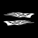 Southern Decalz Pair of Tribal Flames - Vinyl Decal Sticker - 12" x 5" - White