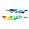Southern Decalz Pair of Tribal Flames - Vinyl Decal Sticker - 12" x 5" - Tie Dye