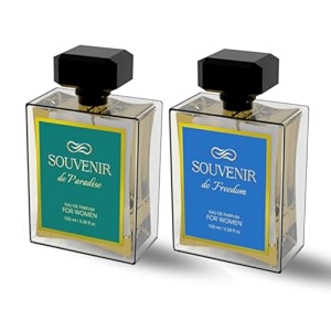 souvenir de care- day gift hamper set of 2 paradise spicy woodylong-lasting lab tested 100 ml each eau de parfum - 200 ml for men amp women