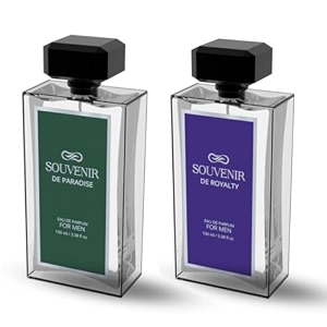 souvenir de care- day gift hamper set of 2 paradise spicy woodylong-lasting lab tested 100 ml each eau de parfum - 200 ml for men amp women