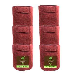 sow and grow 400 gsm eco friendly geo fabric plant grow bag suitable for terrace and flowers vegetable gardening 15x15 inch pack of 6