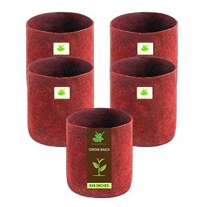 sow and grow 400 gsm eco friendly geo fabric plant grow bag suitable for terrace and flowers vegetable gardening 8x8 inch pack of 5