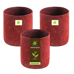 sow and grow 400 gsm eco friendly geo fabric plant grow bag suitable for terrace and flowers vegetable gardening 6x6 inch pack of 3