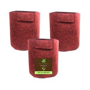 sow and grow 400 gsm eco friendly geo fabric plant grow bag suitable for terrace and flowers vegetable gardening 10x10 inch pack of 3