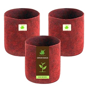 sow and grow 400 gsm eco friendly geo fabric plant grow bag suitable for terrace and flowers vegetable gardening 8x8 inch pack of 3