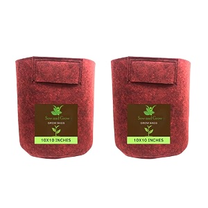 sow and grow 400 gsm eco friendly geo fabric plant grow bag suitable for terrace and flowers vegetable gardening 10x10 inch pack of 2