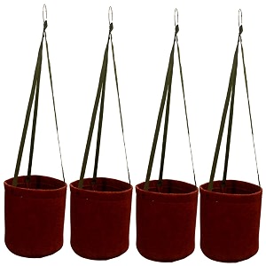 sow and grow air pruning geo fabric hanging grow bags  500 gsm  heavy duty for decorative plants flowers herbs  size 8 x 8 x 8 inches  set of 4