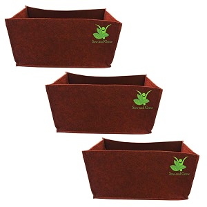 sow and grow air pruning geo fabric grow bags size 18x9x9 inches  heavy duty 500 gsm  for home terrace balcony garden - vegetables herbs  set of 3