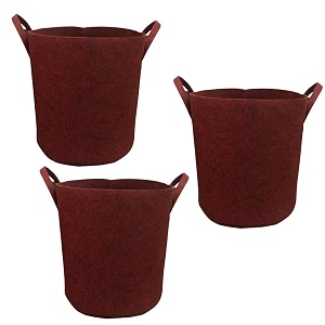 sow and grow air pruning geo fabric 500 gsm grow bags 18x18 inches  heavy duty for growing vegetables fruits  pack of 3 bags maroon