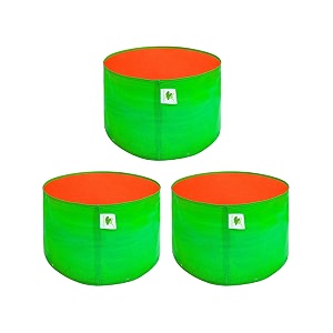 sow and grow hdpe uv protected 270 gsm round grow bags for terrace and backyard gardening planters for vegetable flower herbs and fruits green color reusable plant bags 12x6 inch 3