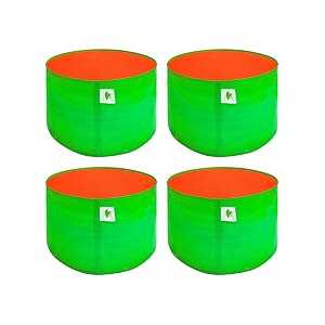 sow and grow hdpe uv protected 270 gsm round grow bags for terrace and backyard gardening planters for vegetable flower herbs and fruits green color reusable plant bags 15x9 inch 4