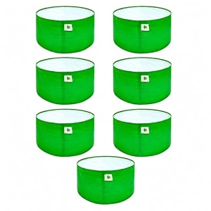 sow and grow hdpe uv protected 270 gsm round grow bags for terrace and backyard gardening planters for vegetable flower herbs and fruits green color reusable plant bags 15x6 inch 7