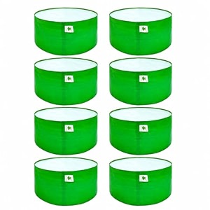 sow and grow hdpe uv protected 270 gsm round grow bags for terrace and backyard gardening planters for vegetable flower herbs and fruits green color reusable plant bags 15x6 inch 8