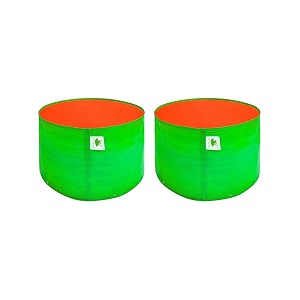 sow and grow hdpe uv protected 270 gsm round grow bags for terrace and backyard gardening planters for vegetable flower herbs and fruits green color reusable plant bags 15x18 inch 2