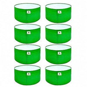 sow and grow hdpe uv protected 270 gsm round grow bags for terrace and backyard gardening planters for vegetable flower herbs and fruits green color reusable plant bags 12x15 inch 8