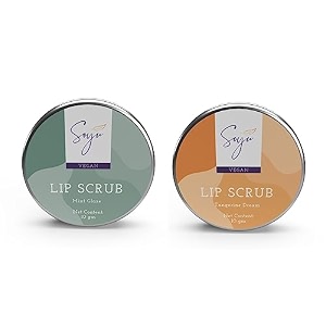soyu lip scrub for men and women  helps in reducing dark lips pigmentation amp dry chapped lips  tangerine dream and mint glaze combo  100 vegan  pack of 2 10 gms each
